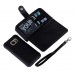 Samsung Galaxy S6 Edge - 2 in 1 PU Leather Flip Zipper Wallet Protective Cover Case with Wrist Strap - Black